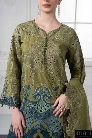 Mariab Olive Green Paper Cotton Embroidered Suit Mbds-Ef2501Ag 16 Ds 1Agreenf Imanistudio.com