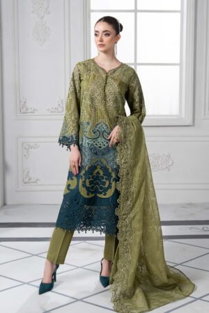 Mariab Olive Green Paper Cotton Embroidered Suit Mbds-Ef2501Ag