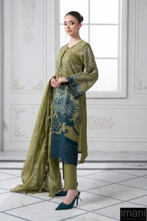 Mariab Olive Green Paper Cotton Embroidered Suit Mbds-Ef2501Ag 10 Ds 1Agreenh Imanistudio.com