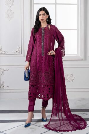 Mariab Magenta Lawn Embroidered Suit Mbds-Ef2502Bm
