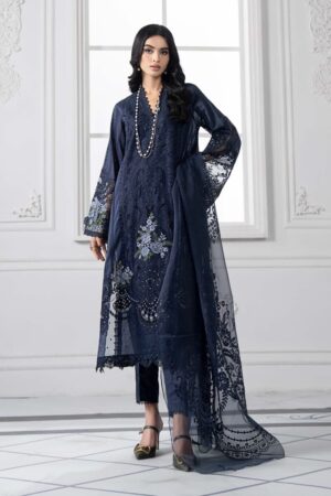 Mariab Dark Blue Lawn Embroidered Suit Mbds-Ef2504Bb