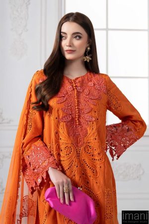 Mariab Orange Embroidered Paper Cotton Suit Mbds-Ef2505Bo 10 Ds 5Borangeb Imanistudio.com