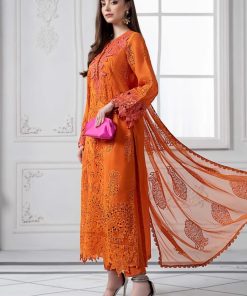 Mariab Orange Embroidered Paper Cotton Suit Mbds-Ef2505Bo 9 Mariab Orange Embroidered Paper Cotton Suit Mbds-Ef2505Bo