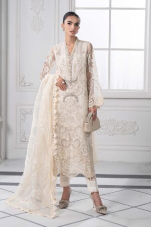Mariab Pearl White Embroidered Organza Suit Mbds-Ef2506A