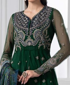 Mariab Dark Green Embroidered Net Suit Mbds-Ef2507Ag 10 Ds 7A Dark Greenb Imanistudio.com