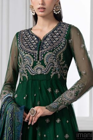 Mariab Dark Green Embroidered Net Suit Mbds-Ef2507Ag 10 Ds 7A Dark Greenb Imanistudio.com