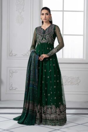 Mariab Dark Green Embroidered Net Suit Mbds-Ef2507Ag