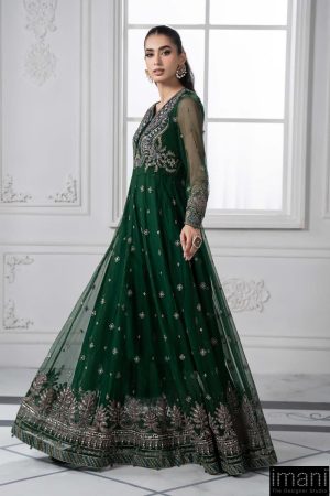 Mariab Dark Green Embroidered Net Suit Mbds-Ef2507Ag 9 Ds 7A Dark Greene Imanistudio.com