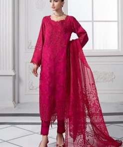 MariaB Fuchsia Pink Embroidered Cotton Lawn Suit MBDS-EF2508AF