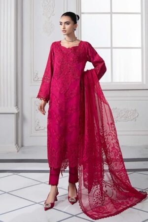 Mariab Fuchsia Pink Embroidered Cotton Lawn Suit Mbds-Ef2508Af