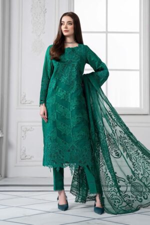 Mariab Emerald Green Embroidered Cotton Lawn Suit Mbds-Ef2508Bg