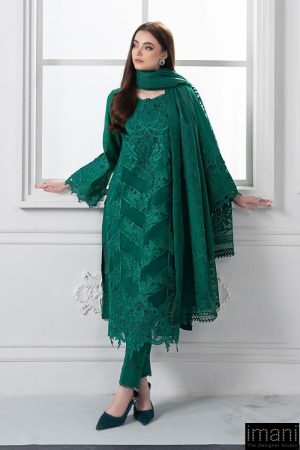 Mariab Emerald Green Embroidered Cotton Lawn Suit Mbds-Ef2508Bg 10 Ds 8B Emrald Greeng Imanistudio.com