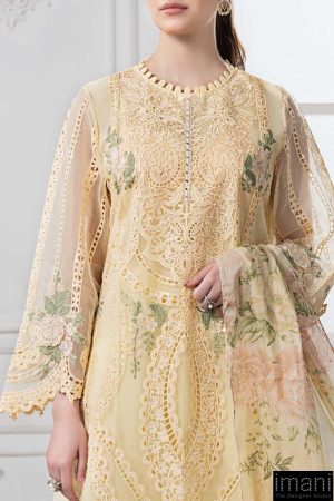 Mariab Lemon Embroidered Organza Suit Mbds-Ef2509Al 10 Ds 9A Beigeb Imanistudio.com