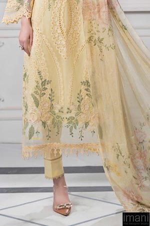 Mariab Lemon Embroidered Organza Suit Mbds-Ef2509Al 9 Ds 9A Beigec Imanistudio.com