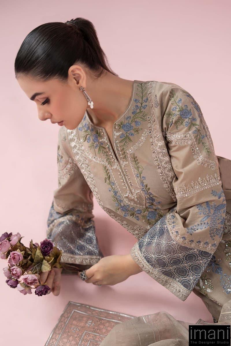 3 Pcs Luxury Pret Milky Coffee Embroidered Cotton Lawn Suit Mbdw-Ea25121Mc 4 3 Pcs Luxury Pret Milky Coffee Embroidered Cotton Lawn Suit Mbdw-Ea25121Mc - Image 4