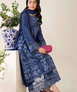 3 Pcs Luxury Pret Blue Embroidered Cotton Lawn Suit Mbdw-Ea2521Bl 10 Dw Ea2521Bluea Imanistudio.com