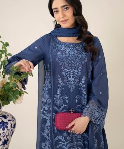 3 Pcs Luxury Pret Blue Embroidered Cotton Lawn Suit Mbdw-Ea2521Bl 11 Dw Ea2521Blueb Imanistudio.com