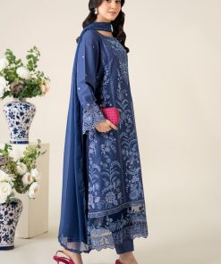 3 Pcs Luxury Pret Blue Embroidered Cotton Lawn Suit Mbdw-Ea2521Bl 9 Dw Ea2521Blueg Imanistudio.com