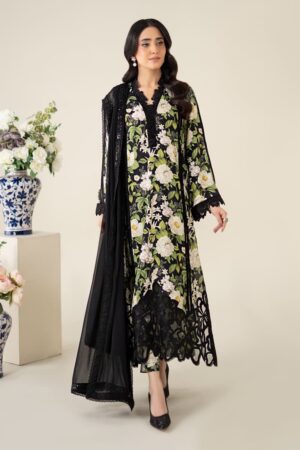 3 Pcs Luxury Pret Black Printed Raw Silk Suit Mbdw-Ea2556Bs