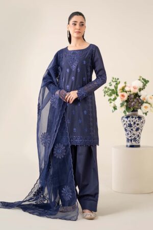 3 Pcs Luxury Pret Blue Embroidered Dobby Lawn Suit Mbdw-Ea2568Bd