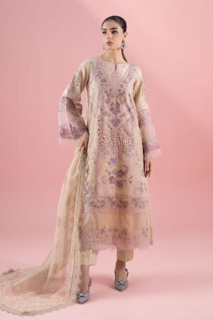 3 Pcs Luxury Pret Beige Embroidered Masoori Lawn Suit Mbdw-Ea2577Bm