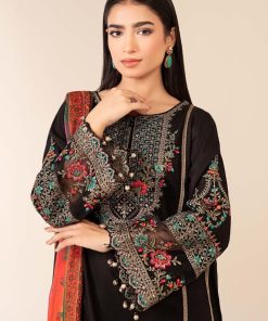 3 Pcs Luxury Pret Black Embroidered Dobby Lawn Suit Mbdw-Ea2506Bk 9 Dw Ef2506Blackb Imanistudio.com