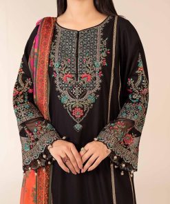 3 Pcs Luxury Pret Black Embroidered Dobby Lawn Suit Mbdw-Ea2506Bk 10 Dw Ef2506Blackc Imanistudio.com