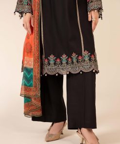 3 Pcs Luxury Pret Black Embroidered Dobby Lawn Suit Mbdw-Ea2506Bk 11 Dw Ef2506Blackd Imanistudio.com
