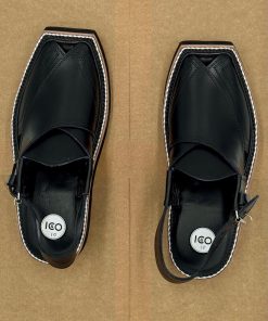 Preimium Leather Shiny Black Peshawari Kaptaan Chappal Kap-2501Shb 14 Kap2501C Imanistudio.com