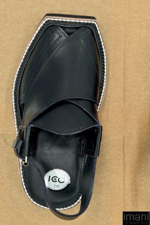 Preimium Leather Shiny Black Peshawari Kaptaan Chappal Kap-2501Shb 15 Kap2501D Imanistudio.com
