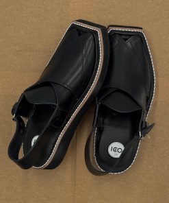 Preimium Leather Shiny Black Peshawari Kaptaan Chappal Kap-2501Shb 18 Kap2501J Imanistudio.com
