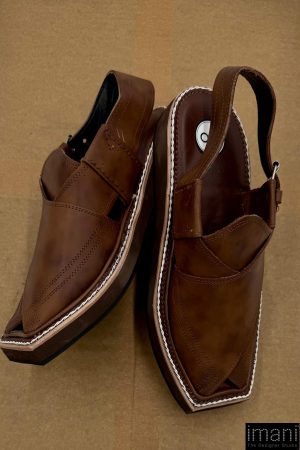 Preimium Leather Shaded Brown Peshawari Kaptaan Chappal Kap-2502Sb 16 Kap2502B Imanistudio.com