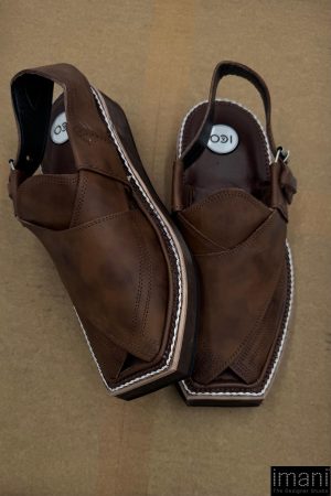 Preimium Leather Shaded Brown Peshawari Kaptaan Chappal Kap-2502Sb 21 Kap2502E Imanistudio.com