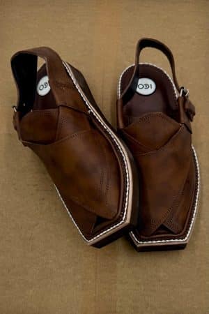 Preimium Leather Shaded Brown Peshawari Kaptaan Chappal KAP-2502SB