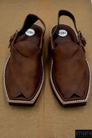 Preimium Leather Shaded Brown Peshawari Kaptaan Chappal Kap-2502Sb 19 Kap2502G Imanistudio.com