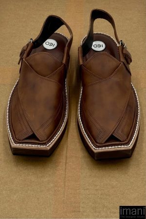 Preimium Leather Shaded Brown Peshawari Kaptaan Chappal Kap-2502Sb 13 Kap2502J Imanistudio.com