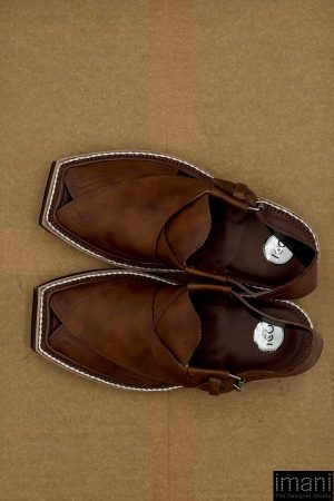 Preimium Leather Shaded Brown Peshawari Kaptaan Chappal Kap-2502Sb 18 Kap2502K Imanistudio.com