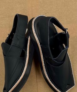 Hand Made Preimium Leather Matt- Black Peshawari Kaptaan Chappal Kap-2503Mb 17 Kap2503D Imanistudio.com