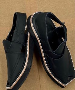 Hand Made Preimium Leather Matt- Black Peshawari Kaptaan Chappal Kap-2503Mb 18 Kap2503E Imanistudio.com