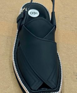 Hand Made Preimium Leather Matt- Black Peshawari Kaptaan Chappal Kap-2503Mb 20 Kap2503G Imanistudio.com