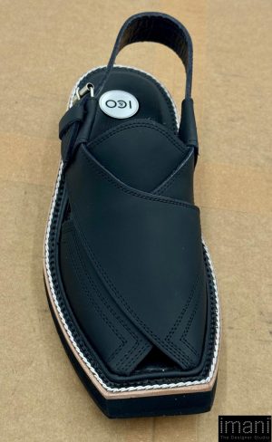 Hand Made Preimium Leather Matt- Black Peshawari Kaptaan Chappal Kap-2503Mb 20 Kap2503G Imanistudio.com