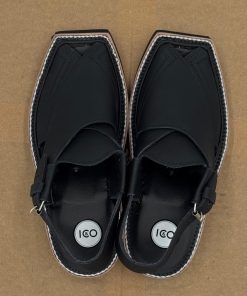 Hand Made Preimium Leather Matt- Black Peshawari Kaptaan Chappal Kap-2503Mb 23 Kap2503L Imanistudio.com