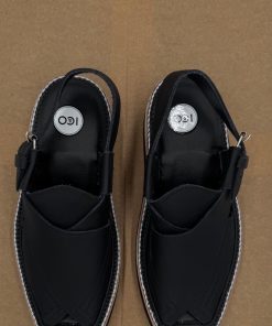 Hand Made Preimium Leather Matt- Black Peshawari Kaptaan Chappal Kap-2503Mb 25 Kap2503N Imanistudio.com