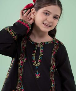 Mariab Kids Black Embroidered Dobby Lawn Suit Mbkd-Ea2505Bd 10 Mkd Ea2505Blackb Imanistudio.com