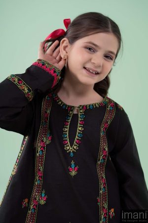 Mariab Kids Black Embroidered Dobby Lawn Suit Mbkd-Ea2505Bd 10 Mkd Ea2505Blackb Imanistudio.com