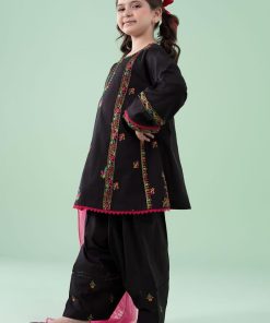 Mariab Kids Black Embroidered Dobby Lawn Suit Mbkd-Ea2505Bd 9 Mkd Ea2505Blackf Imanistudio.com