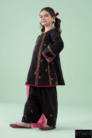 Mariab Kids Black Embroidered Dobby Lawn Suit Mbkd-Ea2505Bd 9 Mkd Ea2505Blackf Imanistudio.com