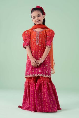 Mariab Kids Fuchsia Pink Embroidered Lawn Suit Mbkd-Ef2518Fp
