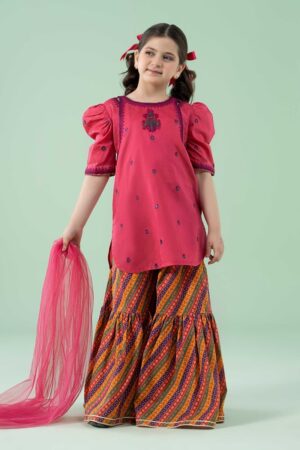 Mariab Kids Fuchsia Pink Embroidered Cotton Lawn Suit Mbkd-Ef2520Fp