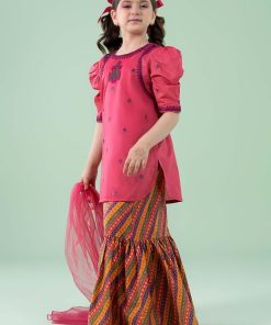 Mariab Kids Fuchsia Pink Embroidered Cotton Lawn Suit Mbkd-Ef2520Fp 9 Mkd Ea2520Pinkf Imanistudio.com